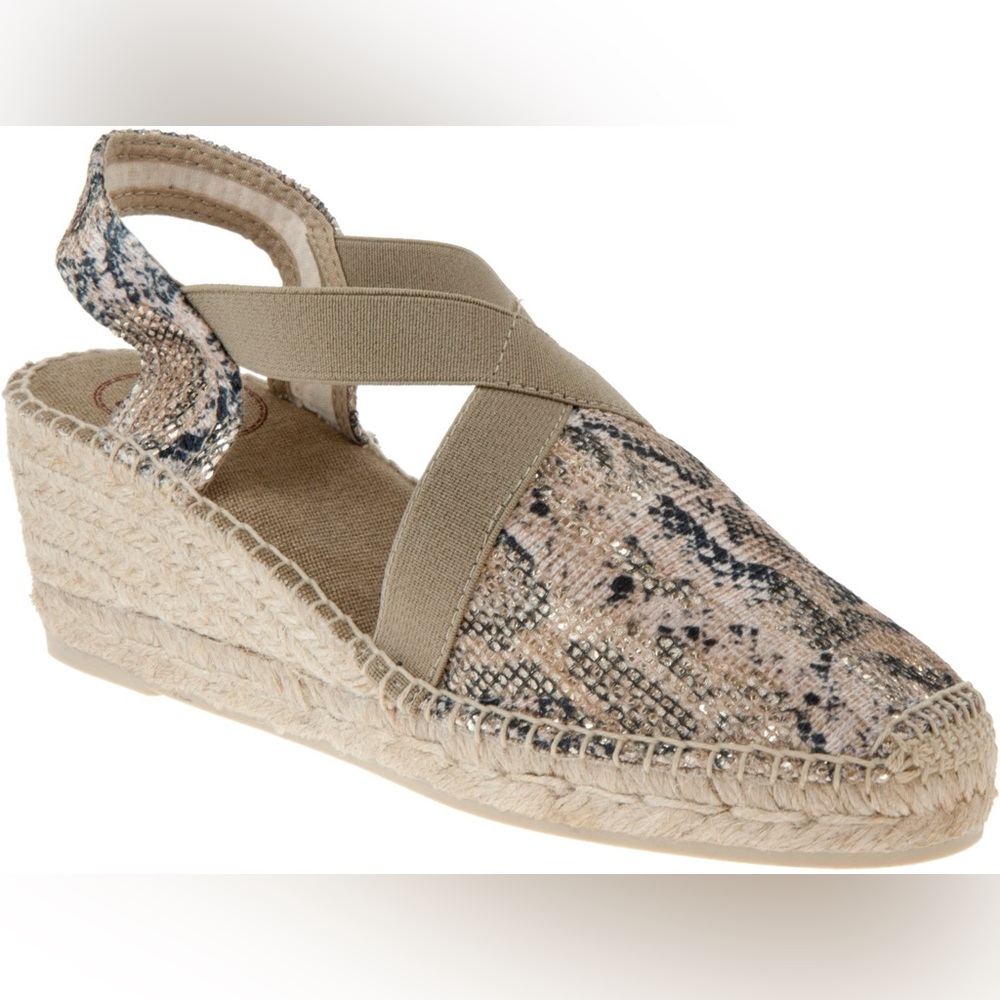 Toni Pons | Terra-MB Wedge Espadrilles Snakeskin Print Elasticated Straps SZ 38